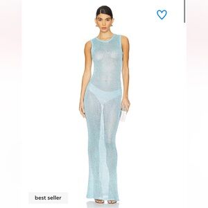 Superdown Alix Maxi Dress Sheer Light Blue